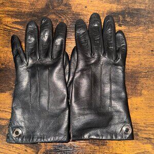 Women's Coach Black Leather Gloves Size 7.5